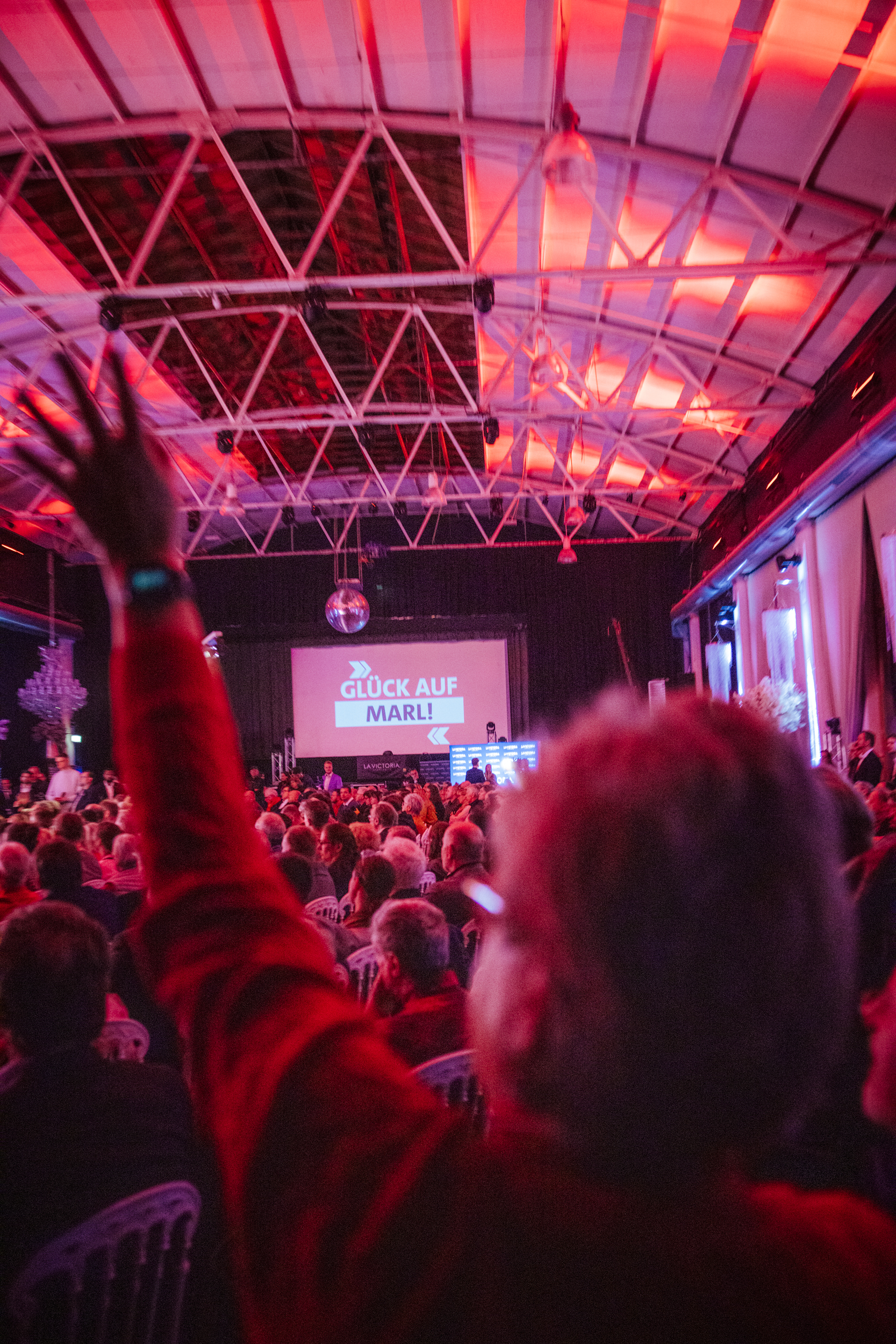 Bundeskanzler Olaf Scholz bei einer Veranstaltung in der La Victoria Eventhalle Marl